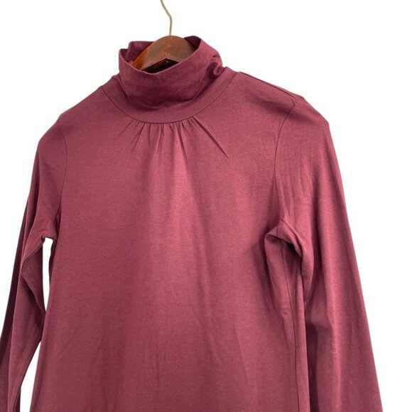 NWT Talbots Burgundy Lightweight Pleated Turtleneck Top Womens Petite Classic - Picture 2 of 7